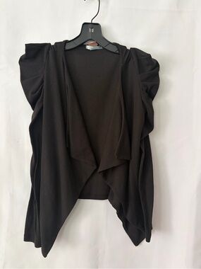 Vintage Black Draped Open-Front Women's Cardigan